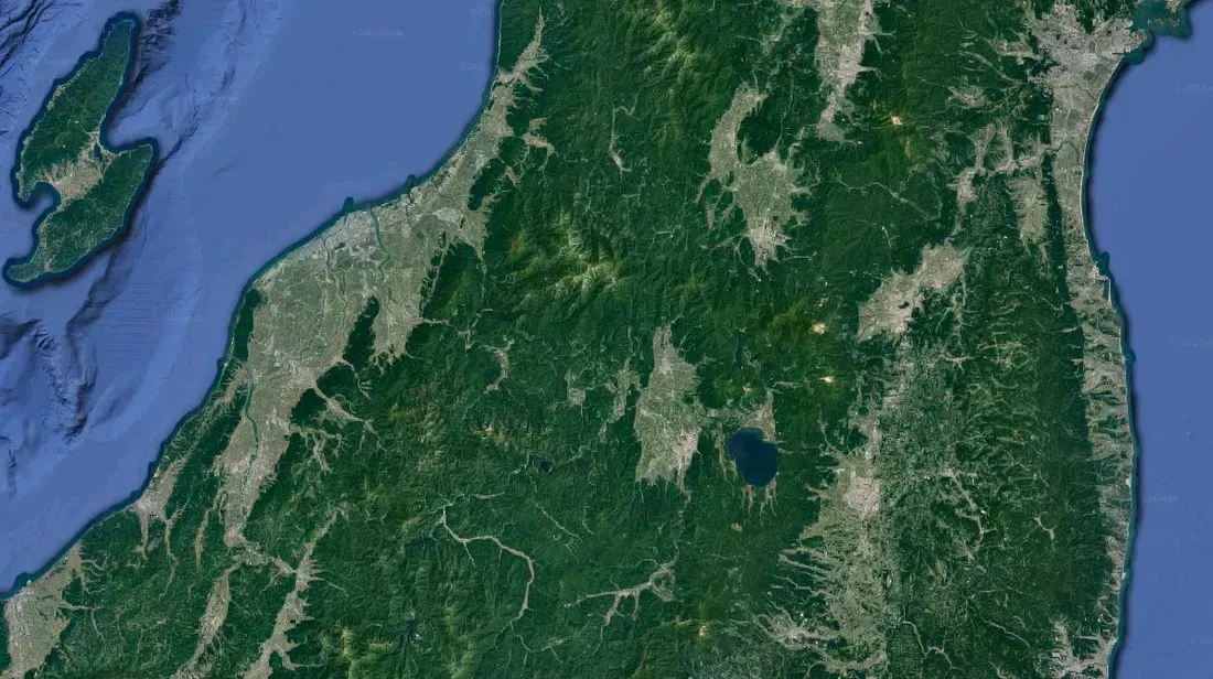 Satellite overview of northern Honshu and nearby Sado Island
